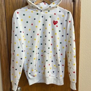 Comme des Garçons Play White Hoodie with Colorful Polka Dots